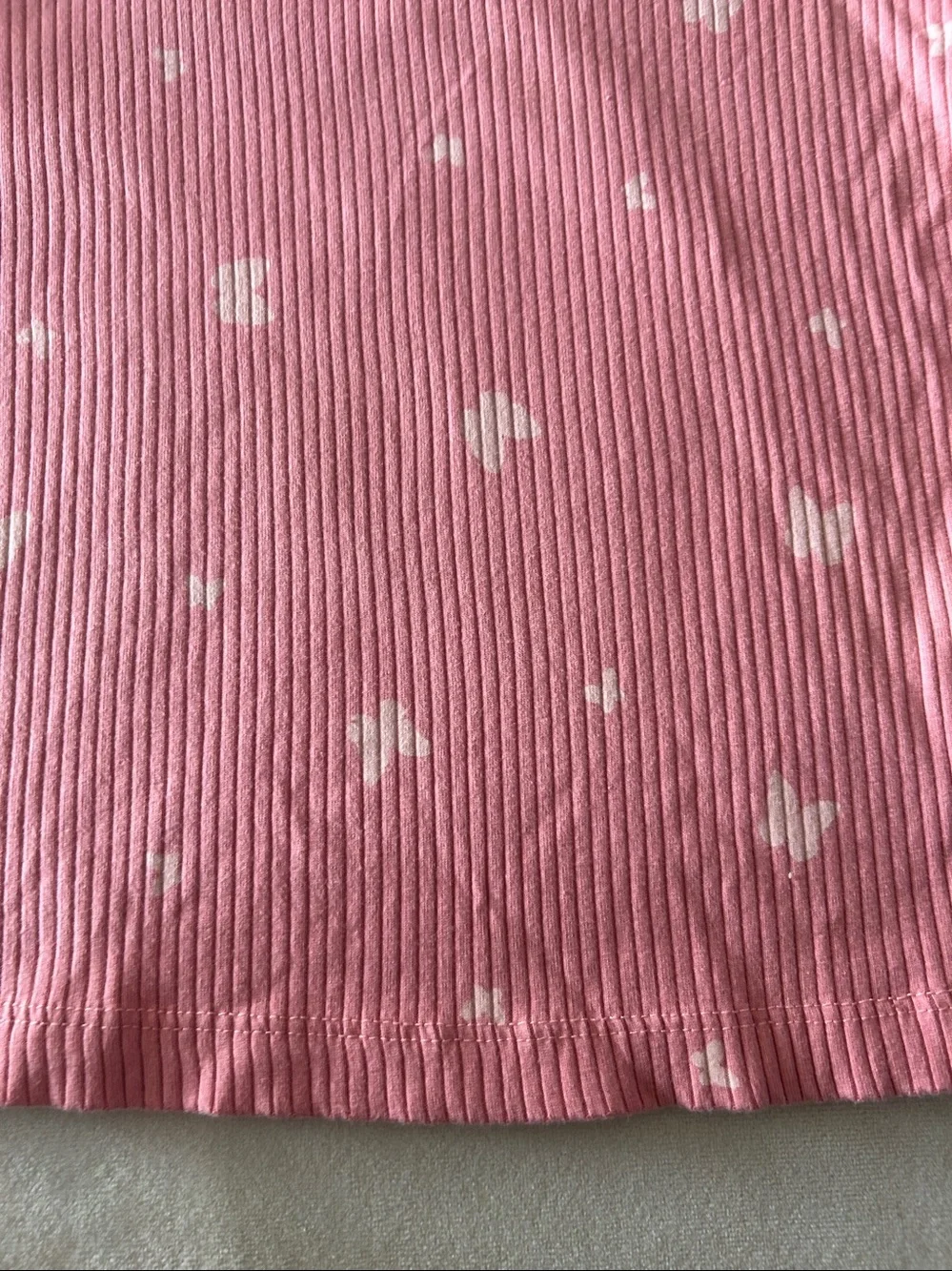 Girls' Pink Ribbed Short Sleeve Top